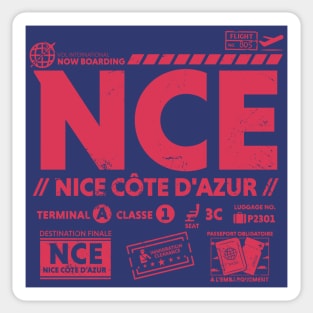 Vintage Nice Cote d'Azur NCE Airport Code Travel Day Retro Travel Tag France Sticker